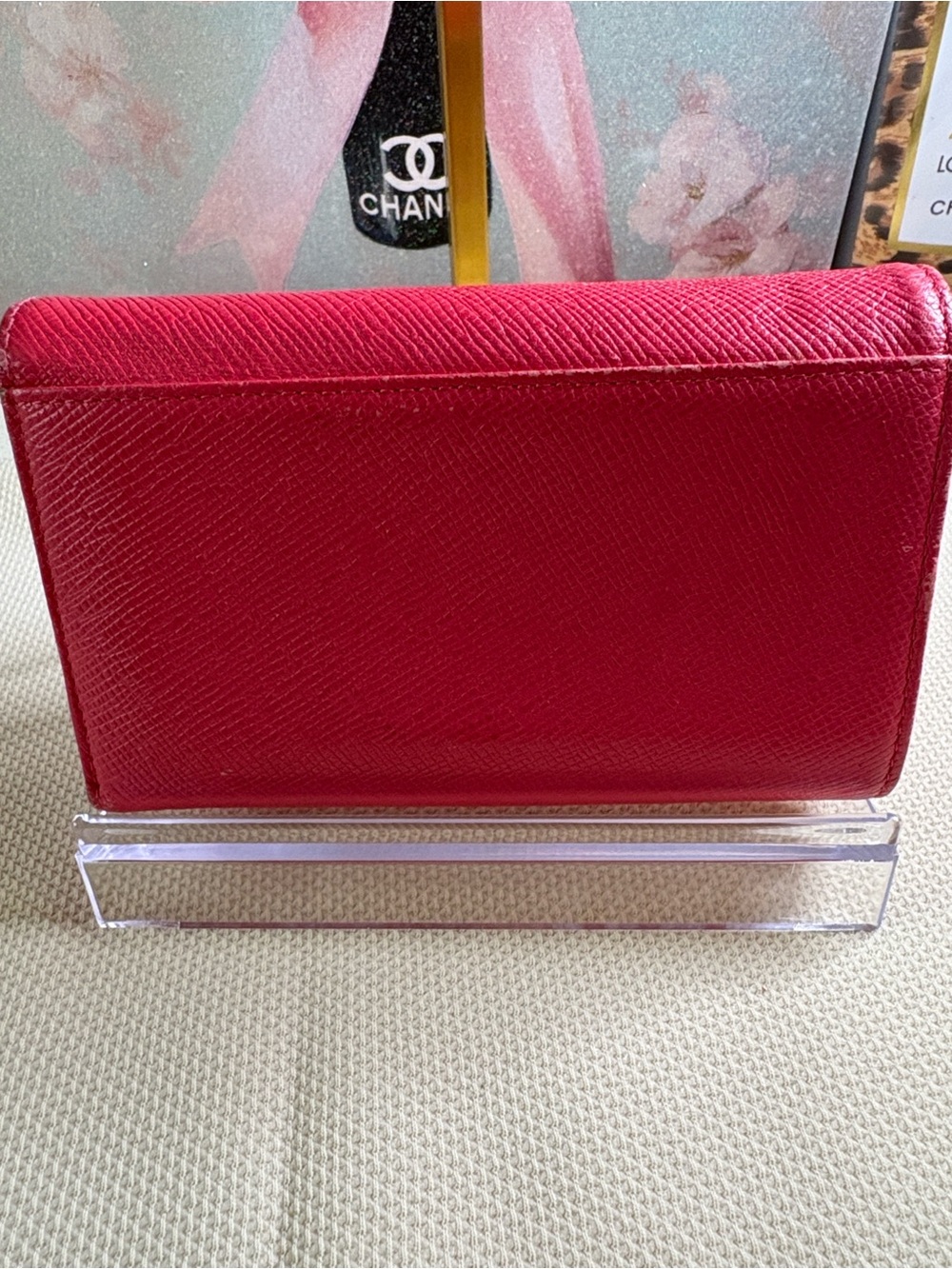 MCM Hot Pink Leather Trifold Wallet with Gold Hardware - Picture 3 of 10